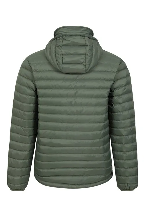 Men’s Hooded Padded Jacket — Army Green — Army Green, back view