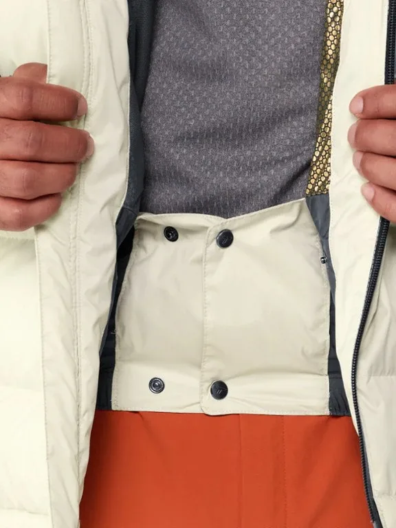 Men’s Hooded Padded Jacket — Cream & Black — Cream & Black, interior and powder skirt
