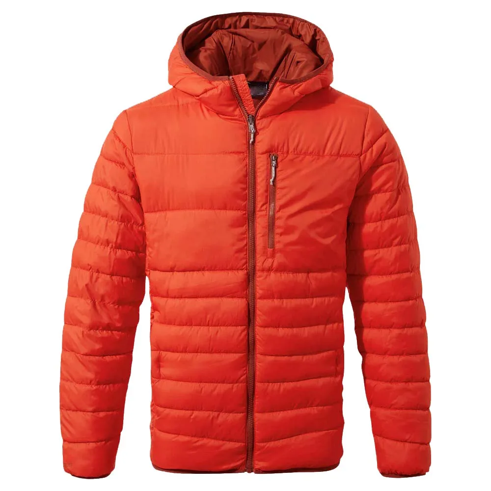 Men’s Hooded Padded Jacket — Navy & Red — Red, front view