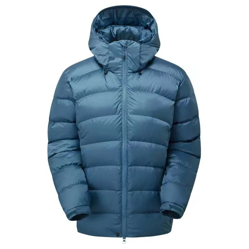 Men’s Hooded Puffer Jacket — Slate Blue, Navy & Bright Blue — Slate Blue, front view