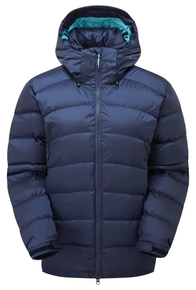 Men’s Hooded Puffer Jacket — Slate Blue, Navy & Bright Blue — Navy, front view