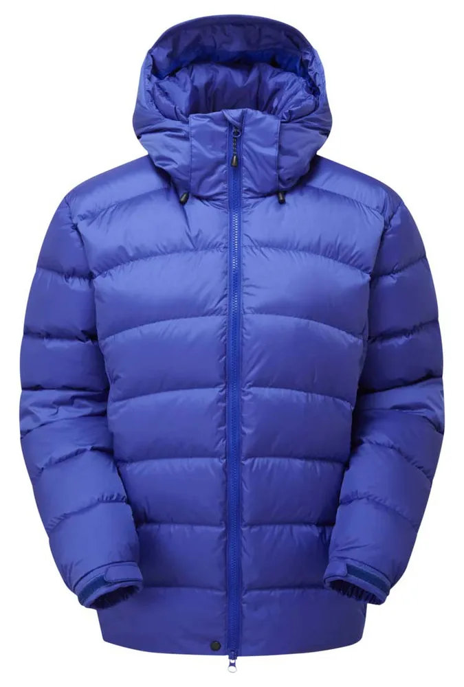 Men’s Hooded Puffer Jacket — Slate Blue, Navy & Bright Blue — Bright Blue, front view