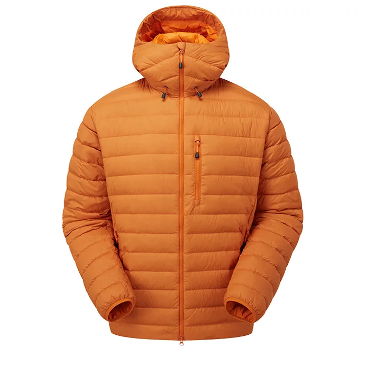 Men’s Hooded Puffer Jacket — 5 Colourways — Orange, front view