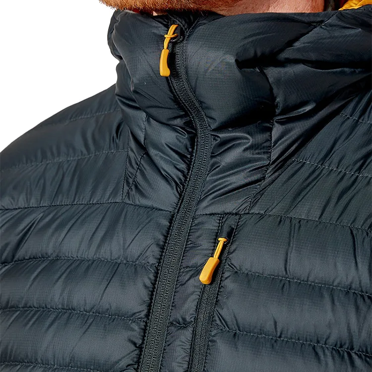 Men’s Hooded Puffer Jacket — Black — Black, collar detail