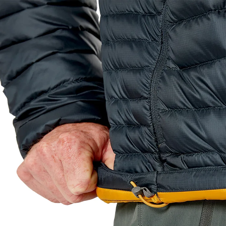 Men’s Hooded Puffer Jacket — Black — Black, hem drawcord detail
