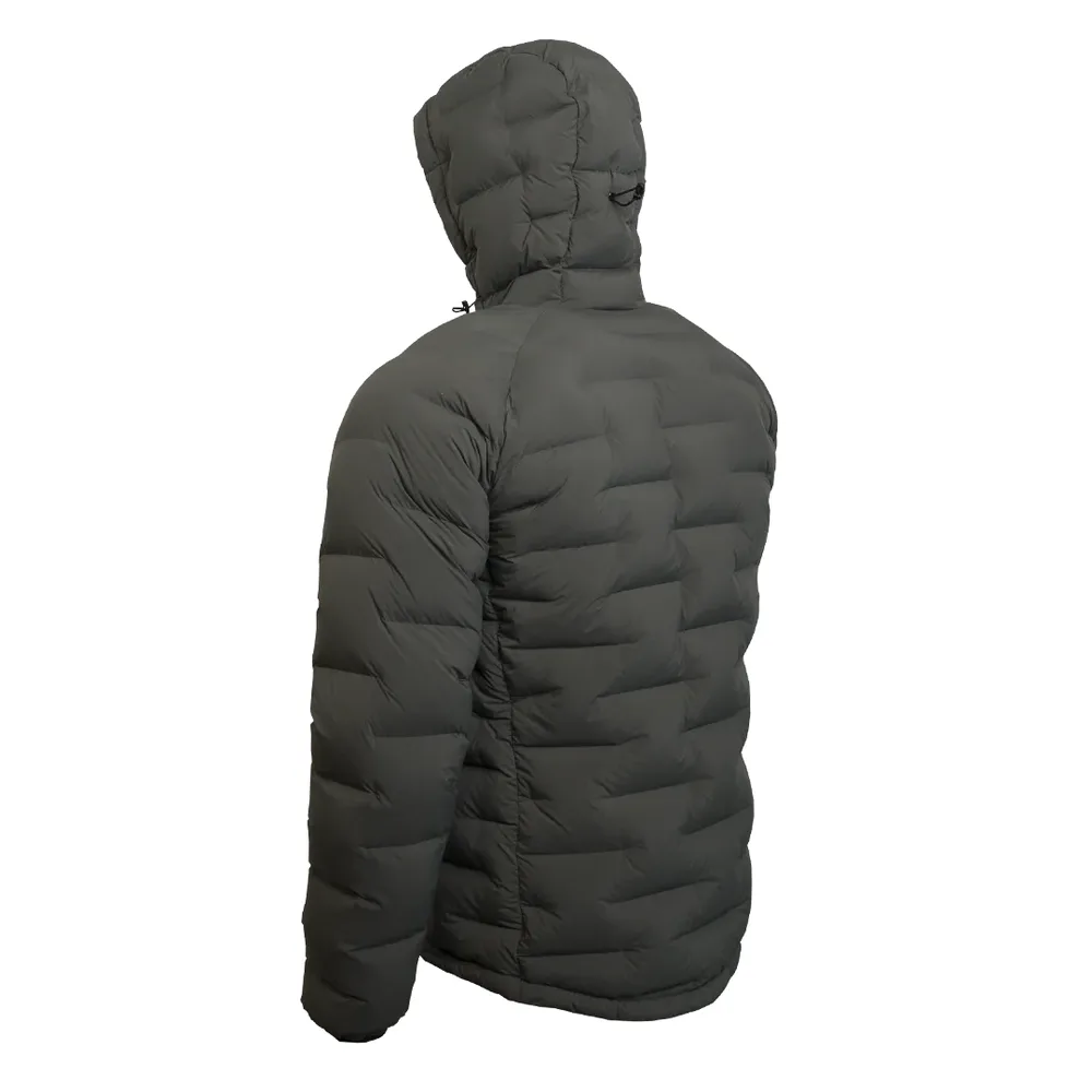Men’s Hooded Puffer Jacket — Black, Dark Grey & Army Green — Dark Grey, back view