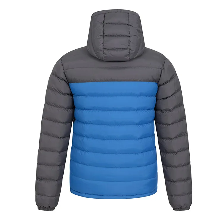 Men’s Hooded Puffer Jacket — 4 Colourways — Blue & Grey, back view