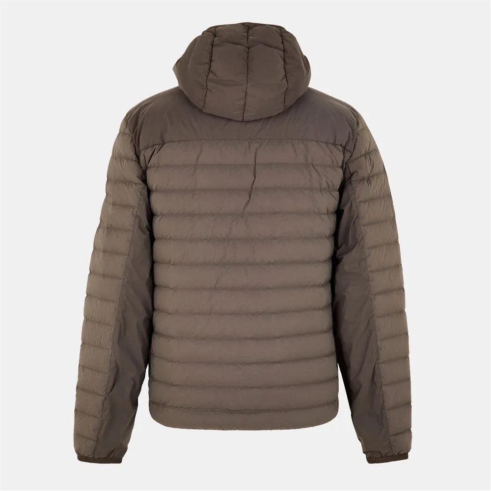 Men’s Hooded Puffer Jacket — Brown & Black — Brown, back view