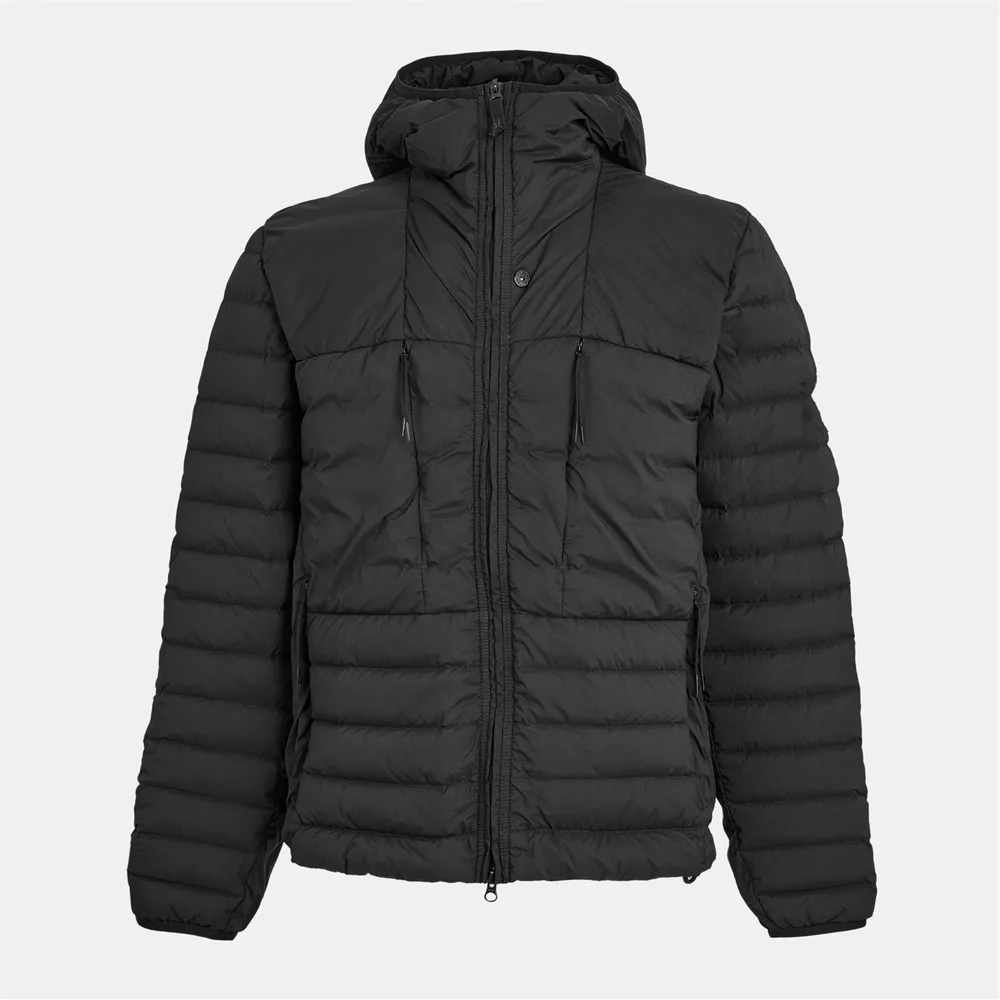 Men’s Hooded Puffer Jacket — Brown & Black — Black, front view