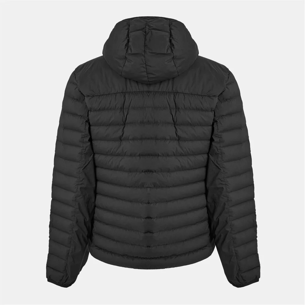 Men’s Hooded Puffer Jacket — Brown & Black — Black, back view