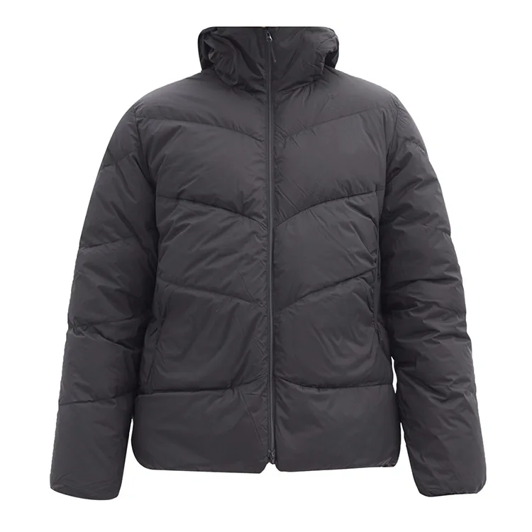 Men’s Hooded Puffer Jacket — Charcoal — Charcoal, front view