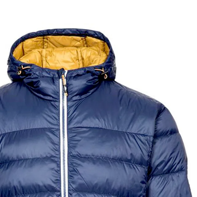 Men’s Hooded Puffer Jacket — Navy — Navy, hood close-up