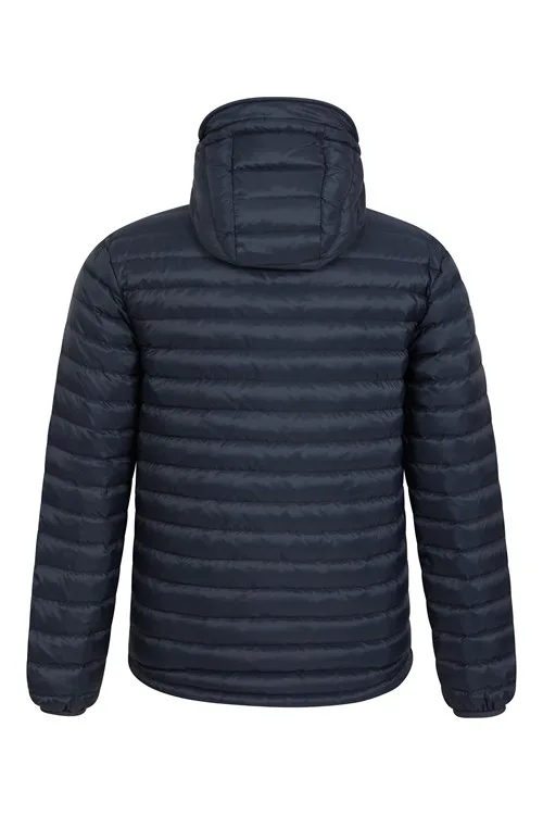 Men’s Hooded Puffer Jacket — Navy — Navy, back view