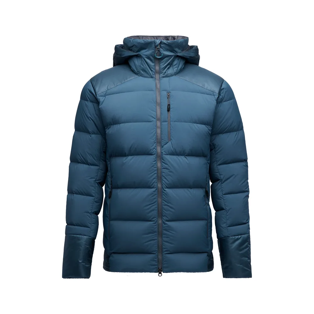 Men’s Hooded Puffer Jacket — Slate Blue & Black — Slate Blue, front view