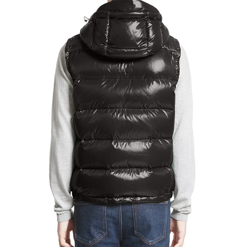 Men's Hooded Puffer Vest — 1 Colourway — Black, worn back view