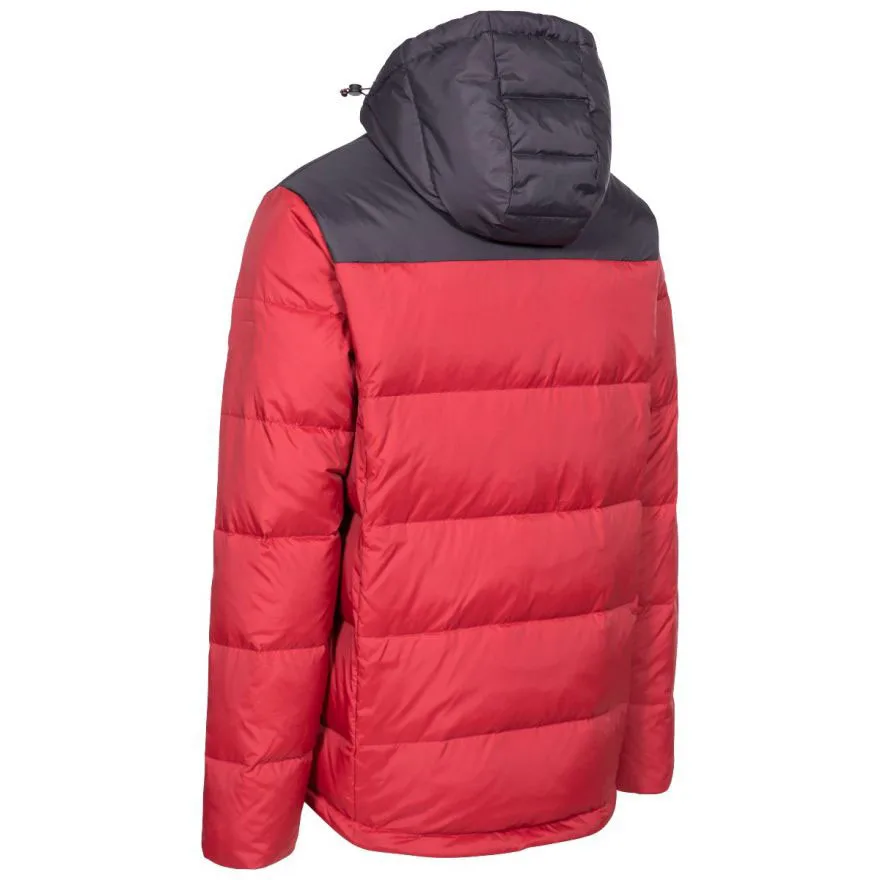 Men’s Hooded Quilted Jacket — Red & Black, Yellow & Black, Blue & Black — Red & Black, side view