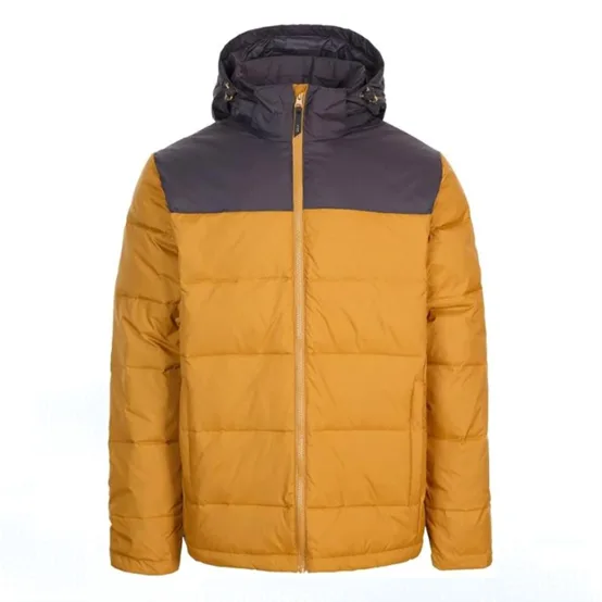 Men’s Hooded Quilted Jacket — Red & Black, Yellow & Black, Blue & Black — Yellow & Black, front view