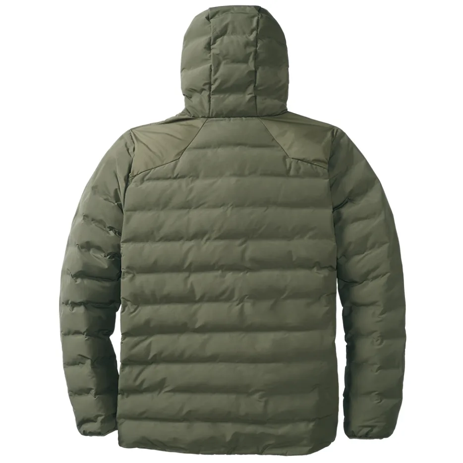 Men’s Hooded Quilted Jacket — Olive/Army Green — Olive/Army Green, back view