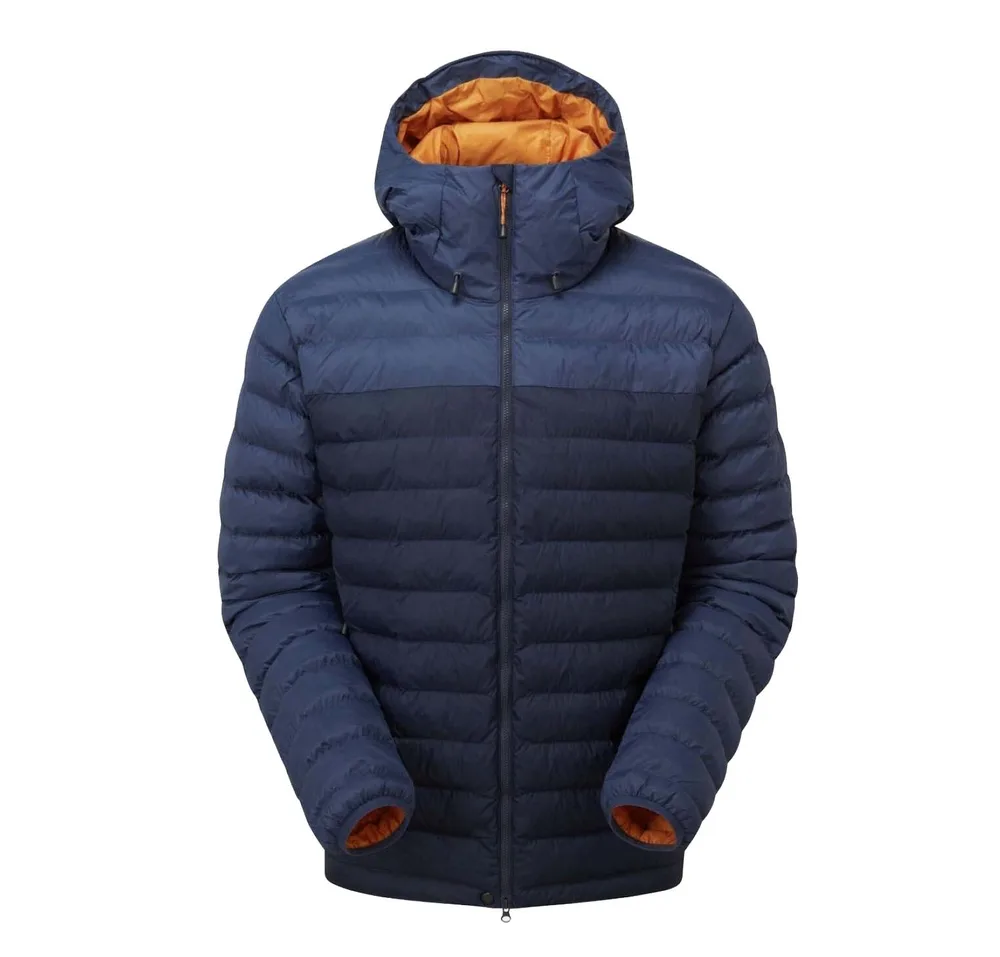 Men’s Hooded Quilted Jacket — Navy — Navy, front view