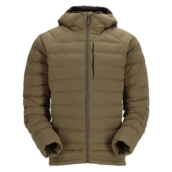 Men’s Hooded Quilted Jacket — Olive — Olive, front view