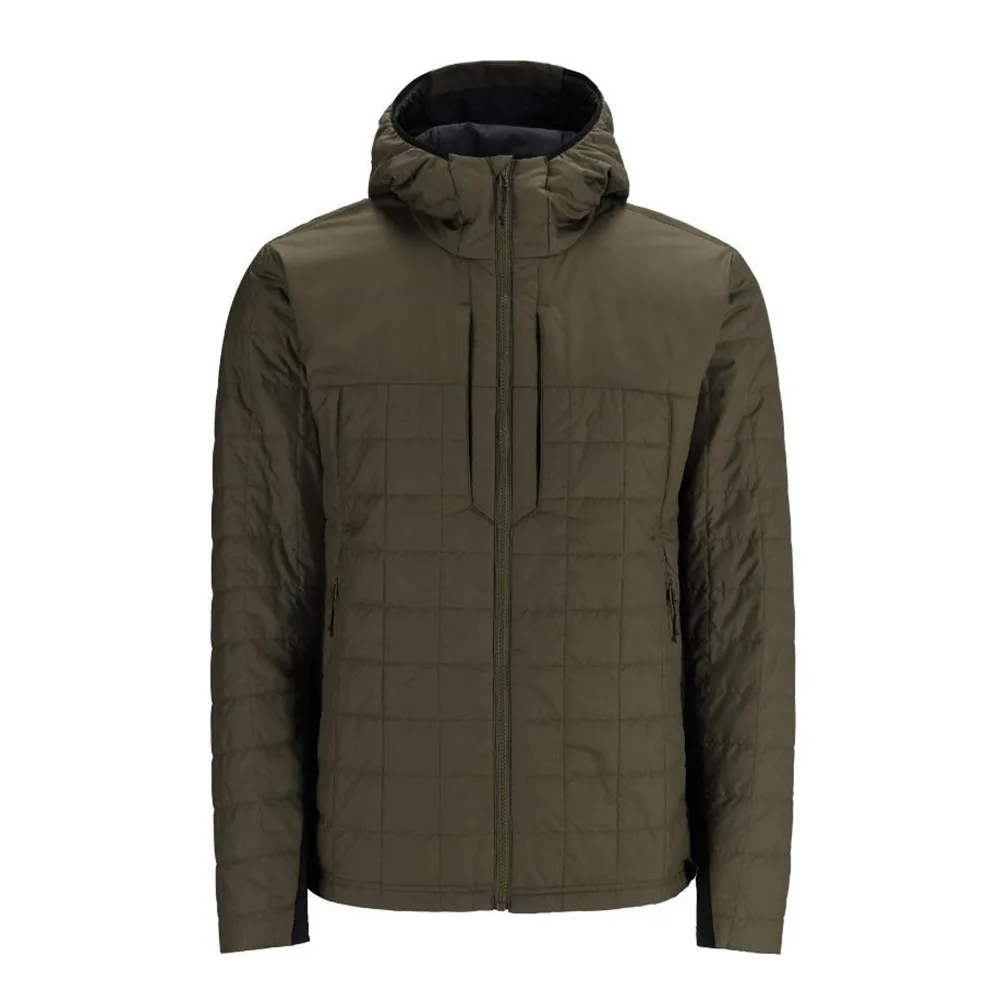 Men’s Hooded Quilted Jacket — Olive Brown — Olive Brown, front view