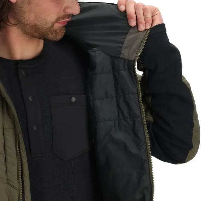 Men’s Hooded Quilted Jacket — Olive Brown — Olive Brown, collar and lining detail
