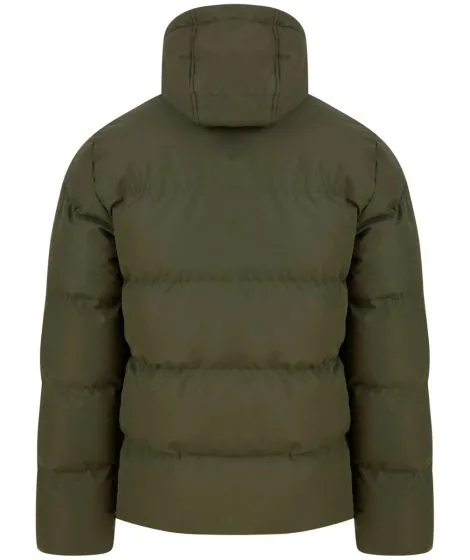 Men’s Hooded Quilted Jacket — Olive Green — Olive Green, back view