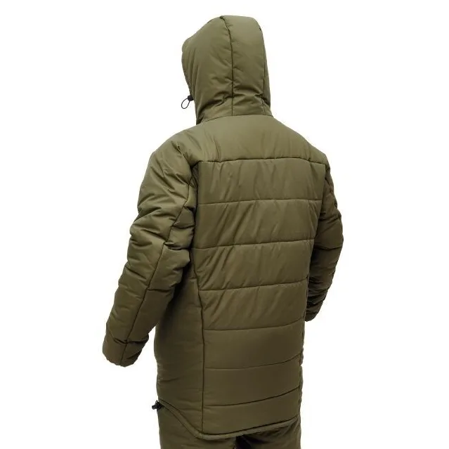 Men’s Hooded Quilted Jacket — Olive — Olive, back view