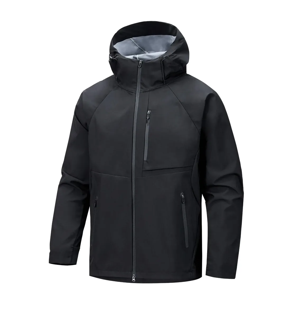 Men's Hooded Shell Jacket — Black, front