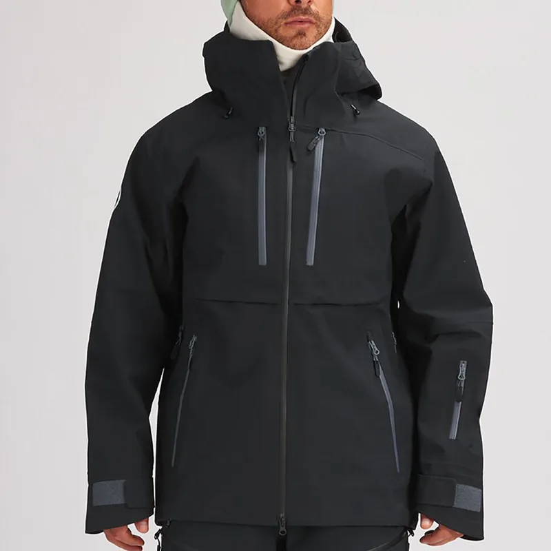 Men's Hooded Ski Jacket — 4 Colourways — Black, worn front view