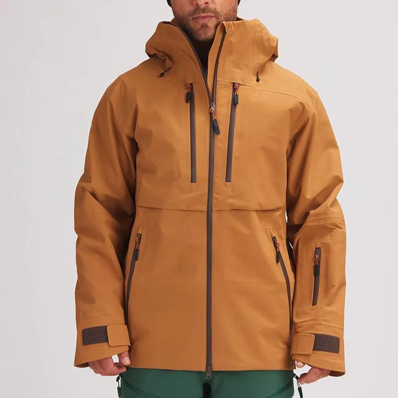 Men's Hooded Ski Jacket — 4 Colourways — Caramel, worn front view