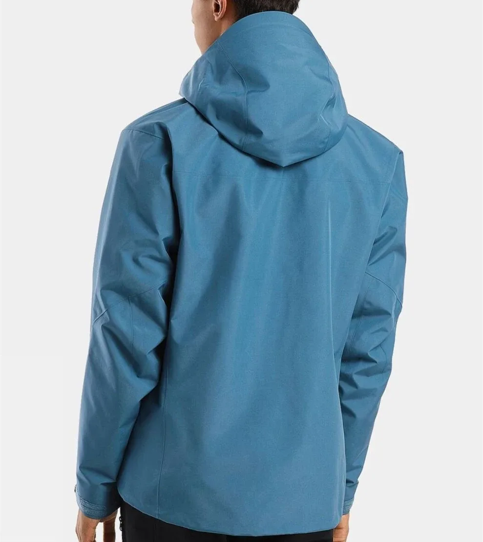 Men’s Hooded Ski Jacket — Blue — Blue, worn back view