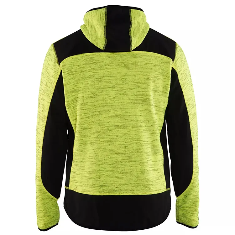Men’s Hooded Softshell Jacket — 3 Colourways — Hi-Vis Yellow & Black, back view