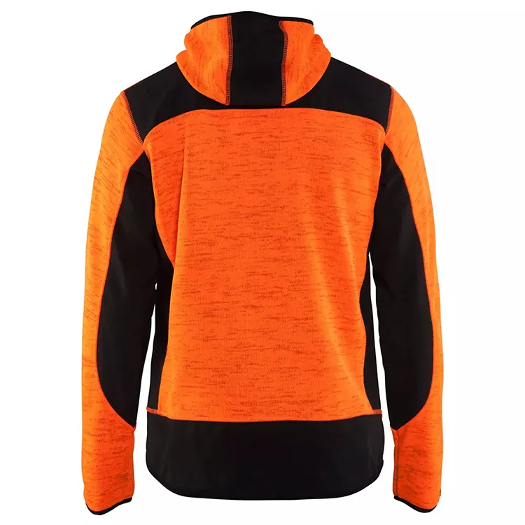 Men’s Hooded Softshell Jacket — 3 Colourways — Orange & Black, back view
