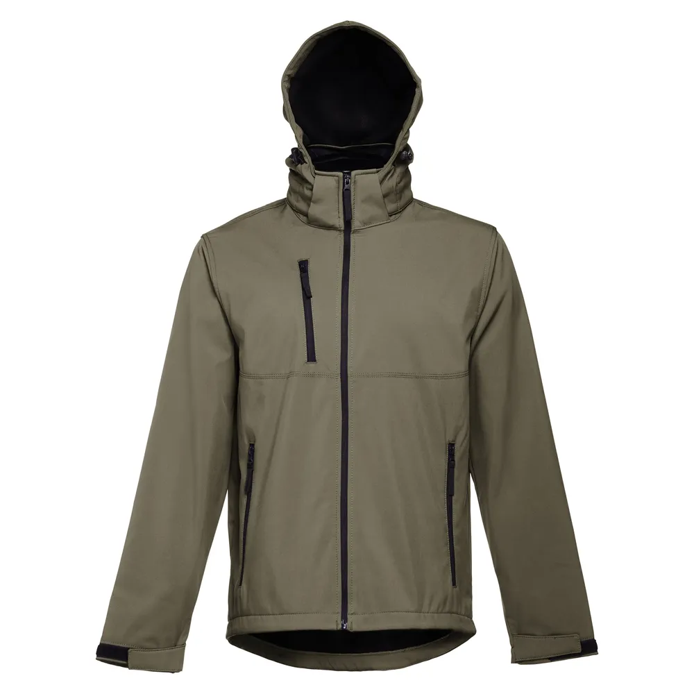 Men’s Hooded Softshell Jacket — Army Green — Army Green, front view