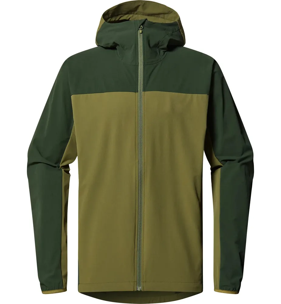 Men’s Hooded Softshell Jacket — Army Green & Dark Green — Army Green & Dark Green, front view