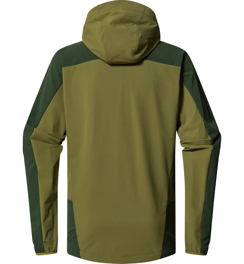 Men’s Hooded Softshell Jacket — Army Green & Dark Green — Army Green & Dark Green, back view