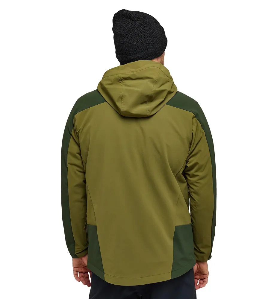 Men’s Hooded Softshell Jacket — Army Green & Dark Green — Army Green & Dark Green, model back view