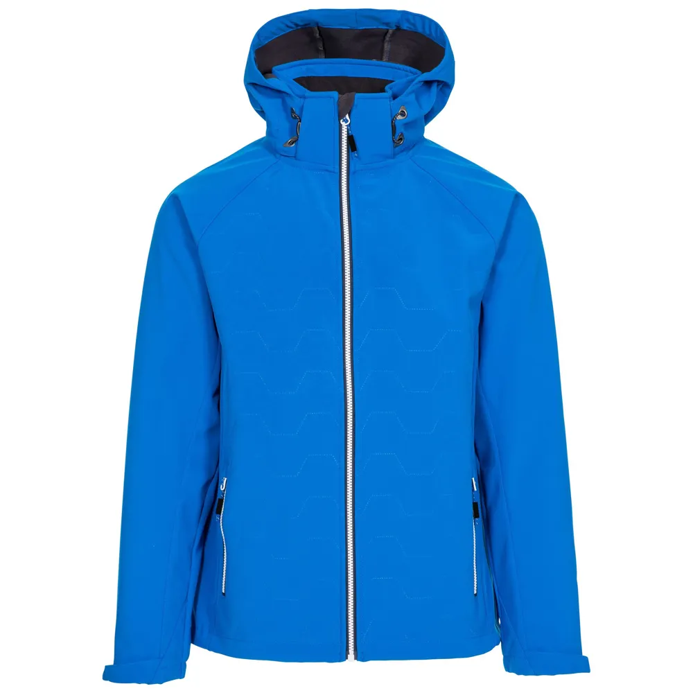 Men’s Hooded Softshell Jacket — Blue & Black — Blue, front view