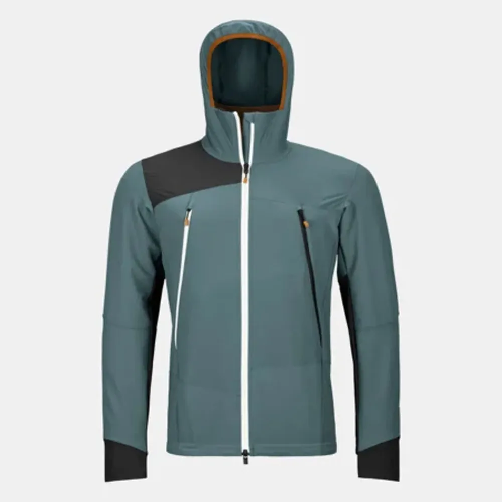 Men’s Hooded Softshell Jacket — Green & Black — Green & Black, front view