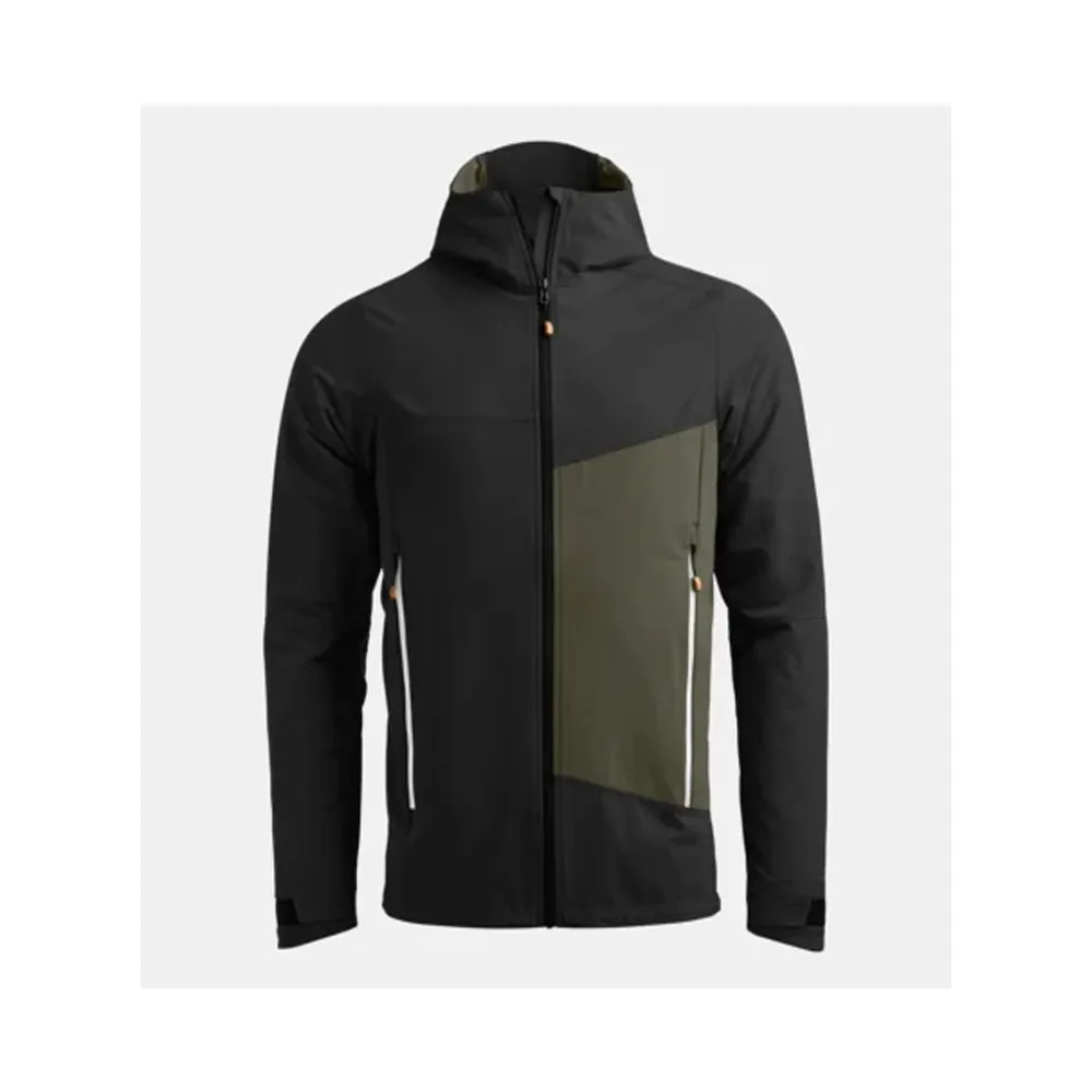 Men’s Hooded Softshell Jacket — Green & Black — Green & Black, front view