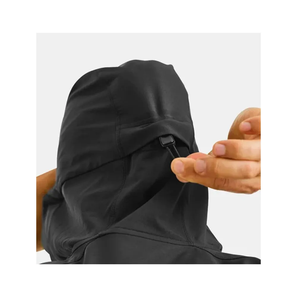 Men’s Hooded Softshell Jacket — Green & Black — Green & Black, hood adjustment detail