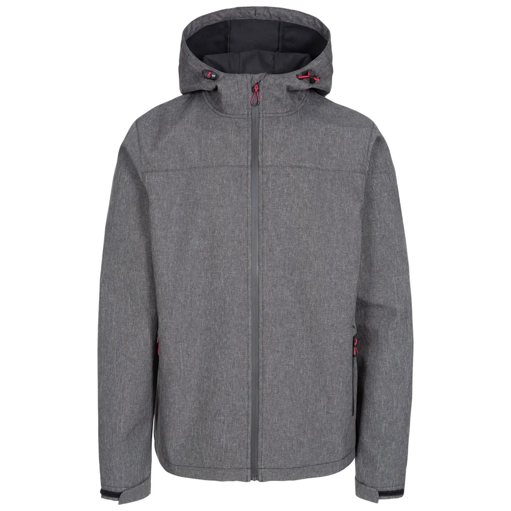 Men’s Hooded Softshell Jacket — Grey Melange — Grey Melange, front view