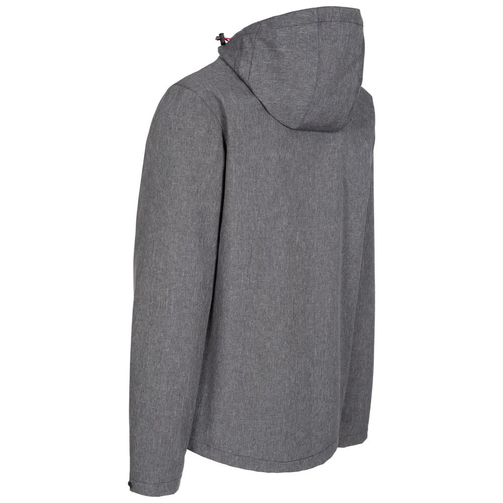 Men’s Hooded Softshell Jacket — Grey Melange — Grey Melange, back view