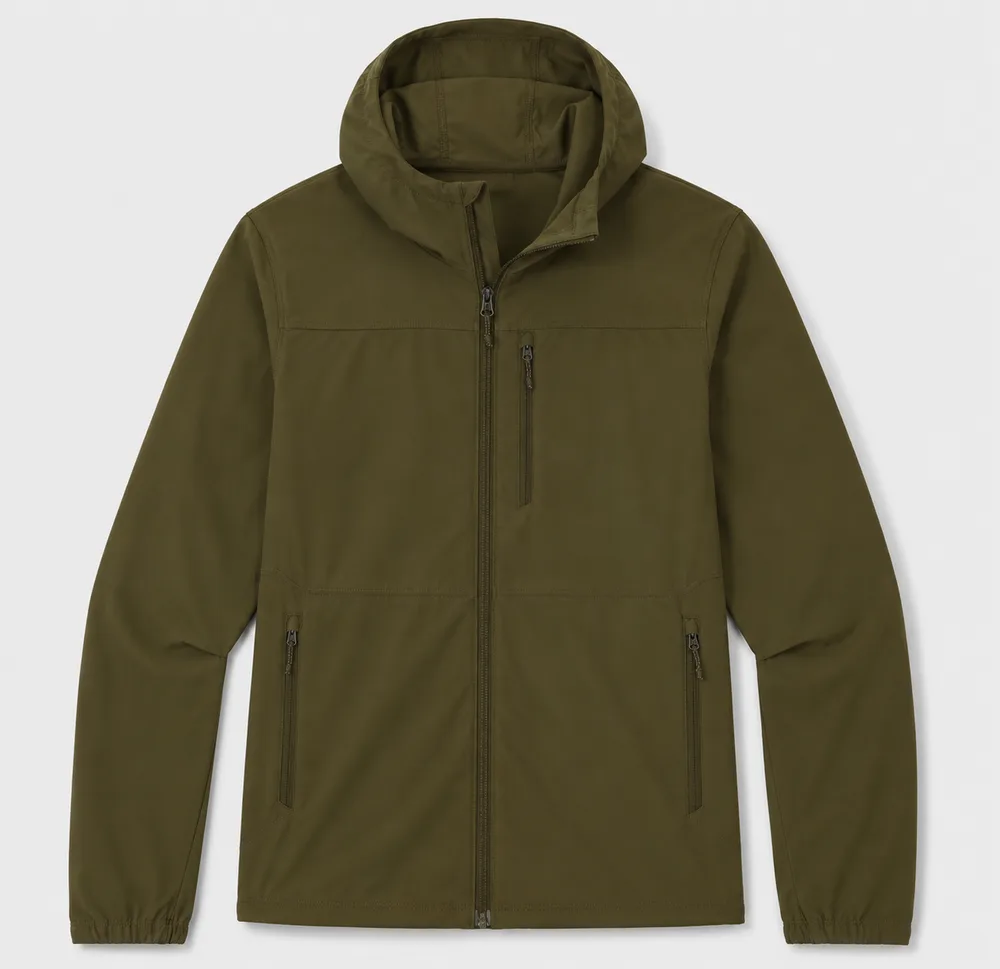 Men’s Hooded Softshell Jacket — Olive — Olive, front view