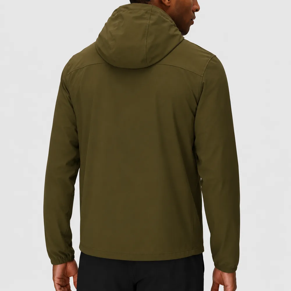 Men’s Hooded Softshell Jacket — Olive — Olive, back view