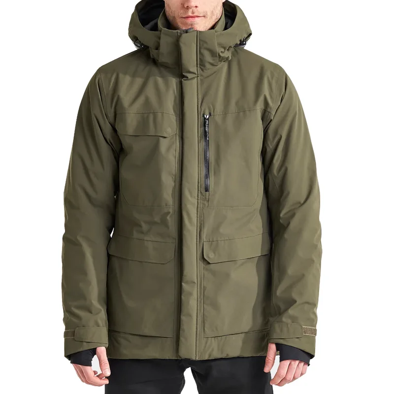 Men's Hooded Softshell Parka — 2 Colourways — Dark Green, worn front view