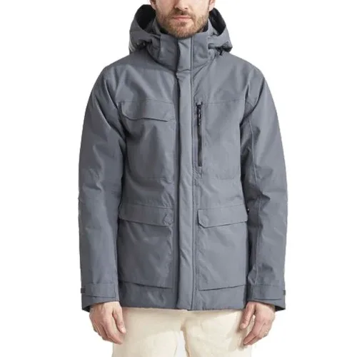Men's Hooded Softshell Parka — 2 Colourways — Dark Grey, worn front view