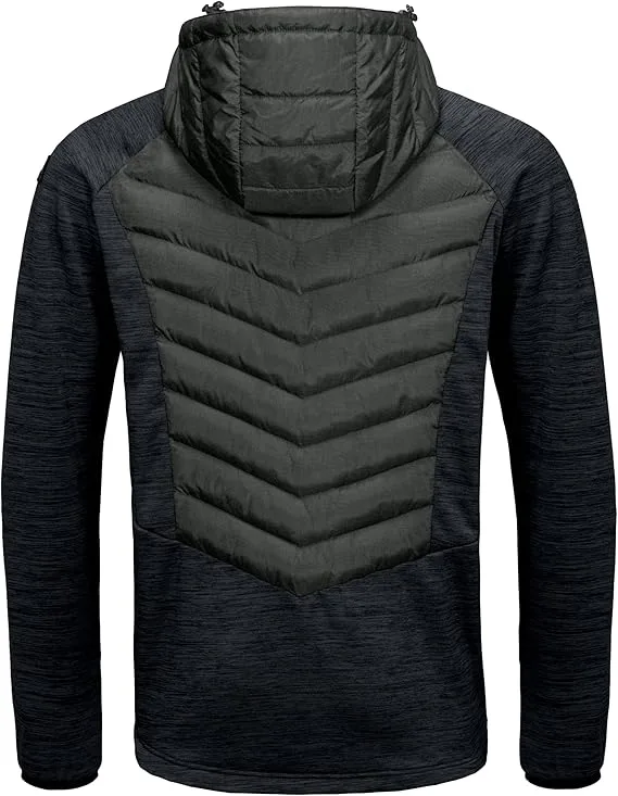 Men’s Hybrid Puffer Jacket — Black & Olive — Black, back view