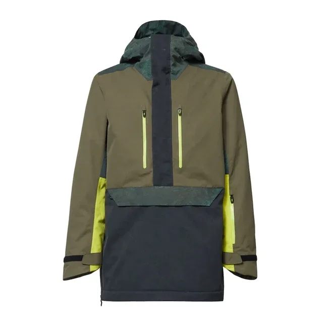 Men's Insulated Anorak Jacket — 3 Colourways — Olive / Black, front view